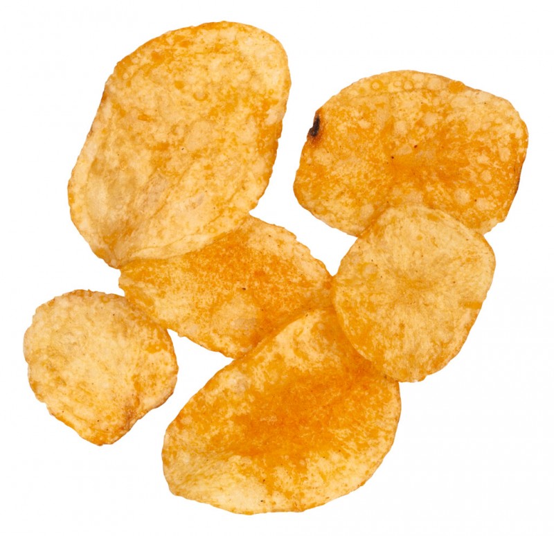 Patates fregides de pebre vermell fumat, xips de patates fregides amb pebre vermell fumat, sal d`Eivissa - 125 g - Peca Patates fregides de pebre vermell fumat, xips de patates fregides amb pebre vermell fumat, sal d`Eivissa - 125 g - Peca
