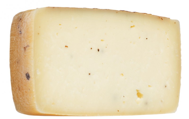 Pecorino tartufo, semi-hard cheese made from sheep`s milk with truffles, busti - about 1.3 kg - piece