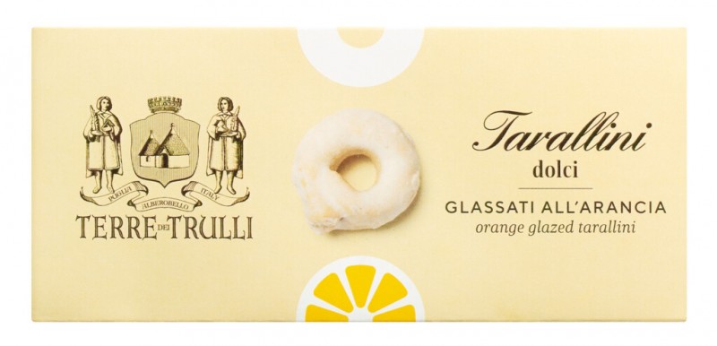 Tarallini Dolci Glassati all`Arancia, pasteis com cobertura de laranja, Terre dei Trulli - 150g - pacote