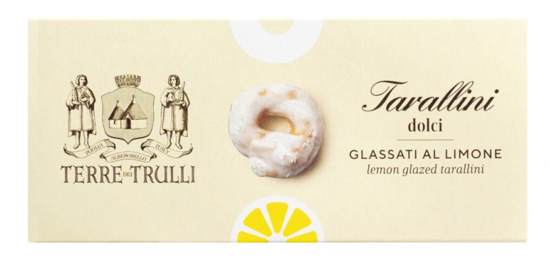 Tarallini Dolci Glassati al Limone, pasteis com cobertura de limao, Terre dei Trulli - 150g - pacote Tarallini Dolci Glassati al Limone, pasteis com cobertura de limao, Terre dei Trulli - 150g - pacote