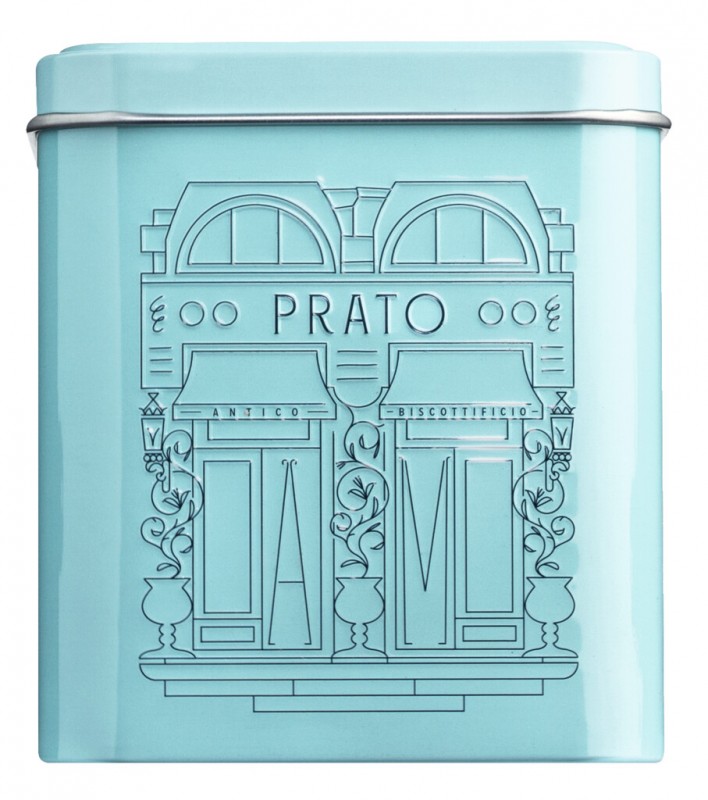 Biscotti di Prato alle mandorle, azzurra, biscuits toscans aux amandes, dans une boite de conserve bleue, Mattei - 200g - peut Biscotti di Prato alle mandorle, azzurra, biscuits toscans aux amandes, dans une boite de conserve bleue, Mattei - 200g - peut