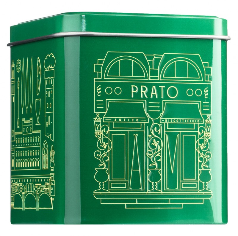 Biscotti di Prato alle mandorle, verde, biscoitos toscanos de amendoa, em lata verde, Mattei - 200g - pode Biscotti di Prato alle mandorle, verde, biscoitos toscanos de amendoa, em lata verde, Mattei - 200g - pode