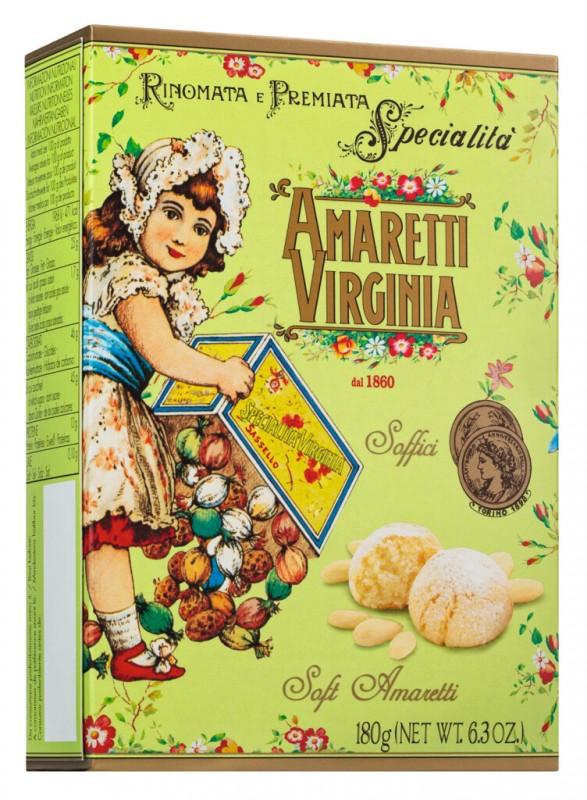 Amaretti classici, macaroons de amendoa macios, Amaretti Virginia - 180g - pacote Amaretti classici, macaroons de amendoa macios, Amaretti Virginia - 180g - pacote