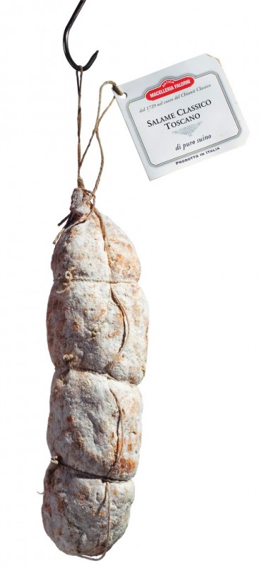 Salame toscano puro suino, salamisk stil i toscansk smag med peber, falorni - ca. 800 g - stykke