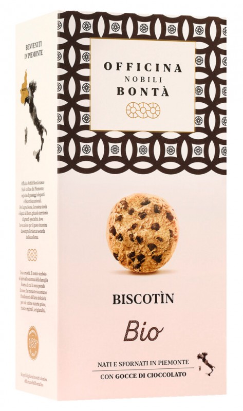 Biscotin, bio, biskvit s cokoladnimi koscki, bio, Officina Nobili Bonta - 180 g - paket Biscotin, bio, biskvit s cokoladnimi koscki, bio, Officina Nobili Bonta - 180 g - paket