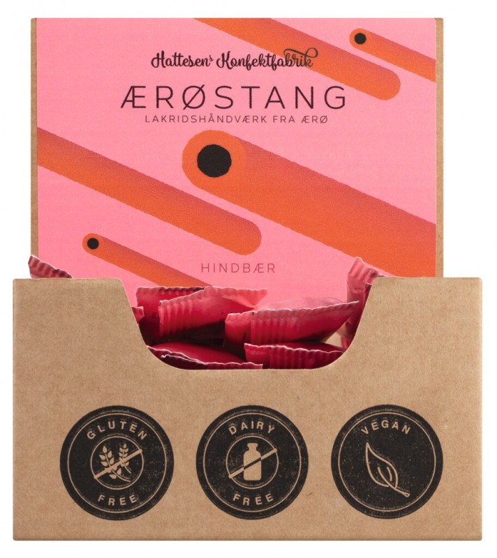 Aerostang with raspberry flavor display, liquorice candy with raspberry, Hattesens Konfektfabrik - 20 x 27 g - display Aerostang with raspberry flavor display, liquorice candy with raspberry, Hattesens Konfektfabrik - 20 x 27 g - display