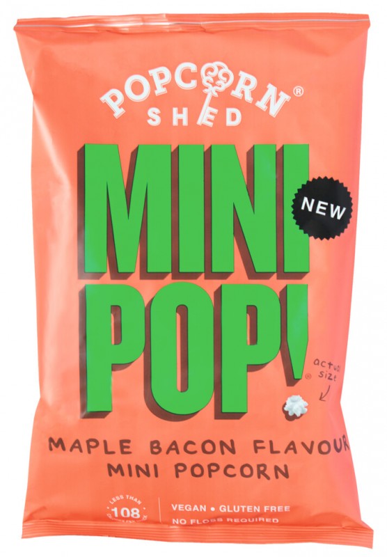 Mini Pop! Maple Bacon Popcorn, Popcorn with maple and bacon flavor, Popcorn Shed - 100 g - bag Mini Pop! Maple Bacon Popcorn, Popcorn with maple and bacon flavor, Popcorn Shed - 100 g - bag
