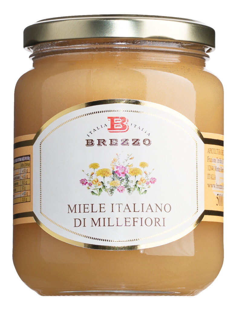 Miele Italiano di Millefiori, Thousand Blossoms - Honung, Apicoltura Brezzo - 500 g - Glas