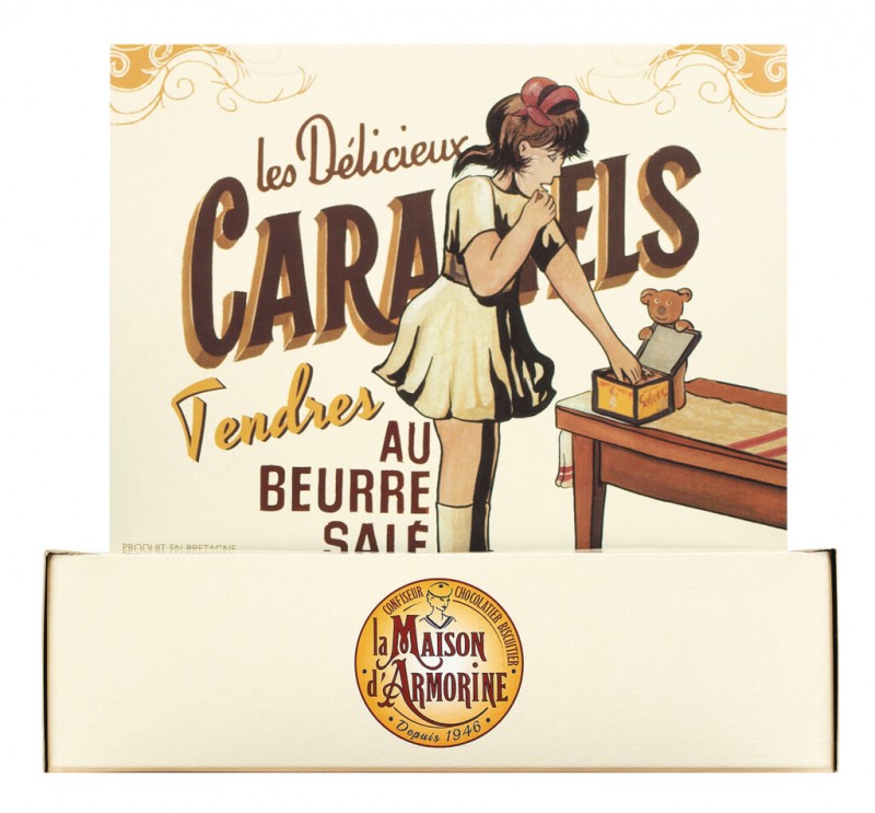 Le carre caramel au beurre sale, Display, Zachte karamel met gezouten boter, Display, La Maison dund039;Armorine - 147x9g - weergave Le carre caramel au beurre sale, Display, Zachte karamel met gezouten boter, Display, La Maison dund039;Armorine - 147x9g - weergave