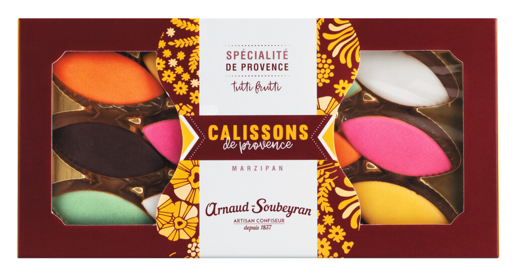 Calissons de Provence Tutti Frutti, kasa, badem - kavun - sekerleme, hediye kutusu, Arnaud Soubeyran - 140g - ambalaj