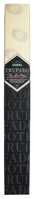 Salchichon Trufado de Vic, truffelsalami uit Vic in sieradenverpakkingen, Casa Riera Ordeix - ongeveer 300 g - stuk Salchichon Trufado de Vic, truffelsalami uit Vic in sieradenverpakkingen, Casa Riera Ordeix - ongeveer 300 g - stuk