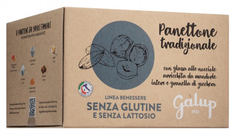 Panettone, bezglutenski, bezglutenski kolac od kvasca. m. voce. i grozdice, Galup - 400g - Komad Panettone, bezglutenski, bezglutenski kolac od kvasca. m. voce. i grozdice, Galup - 400g - Komad
