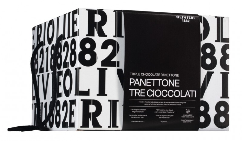 Panettone tre cioccolati, kvasac sa crnom cokoladom, Olivieri 1882. - 1,000g - Komad Panettone tre cioccolati, kvasac sa crnom cokoladom, Olivieri 1882. - 1,000g - Komad