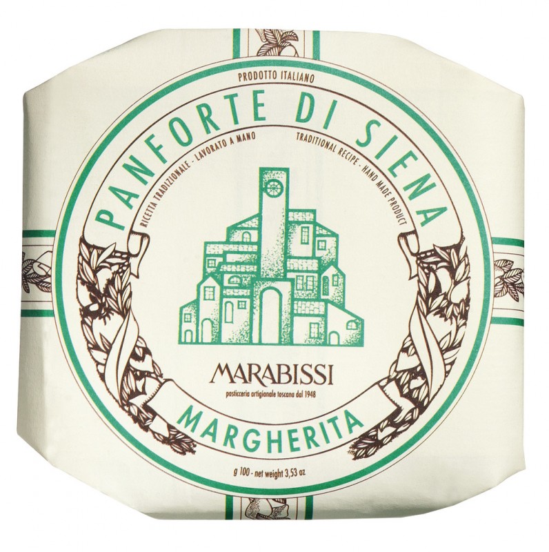 Panforte Margherita, Toscaanse kruidencake, Pasticceria Marabissi - 100 g - stuk Panforte Margherita, Toscaanse kruidencake, Pasticceria Marabissi - 100 g - stuk