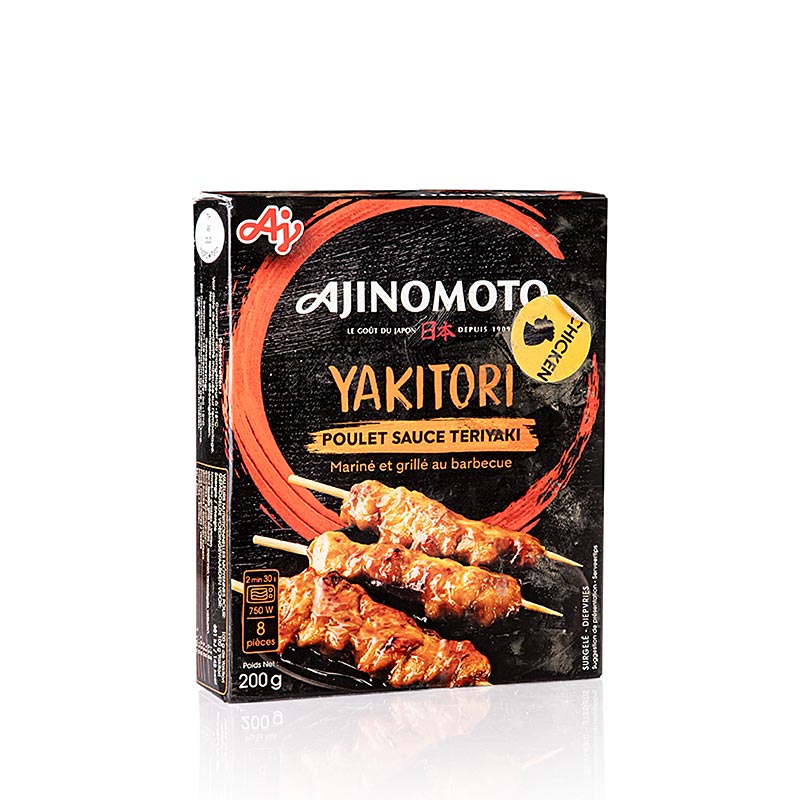 Yakitori - Kjuklingaspjot medh teriyaki-sosu, 8 spjot, Ajinomoto, frosin - 200g, 8 stykki - Pappi