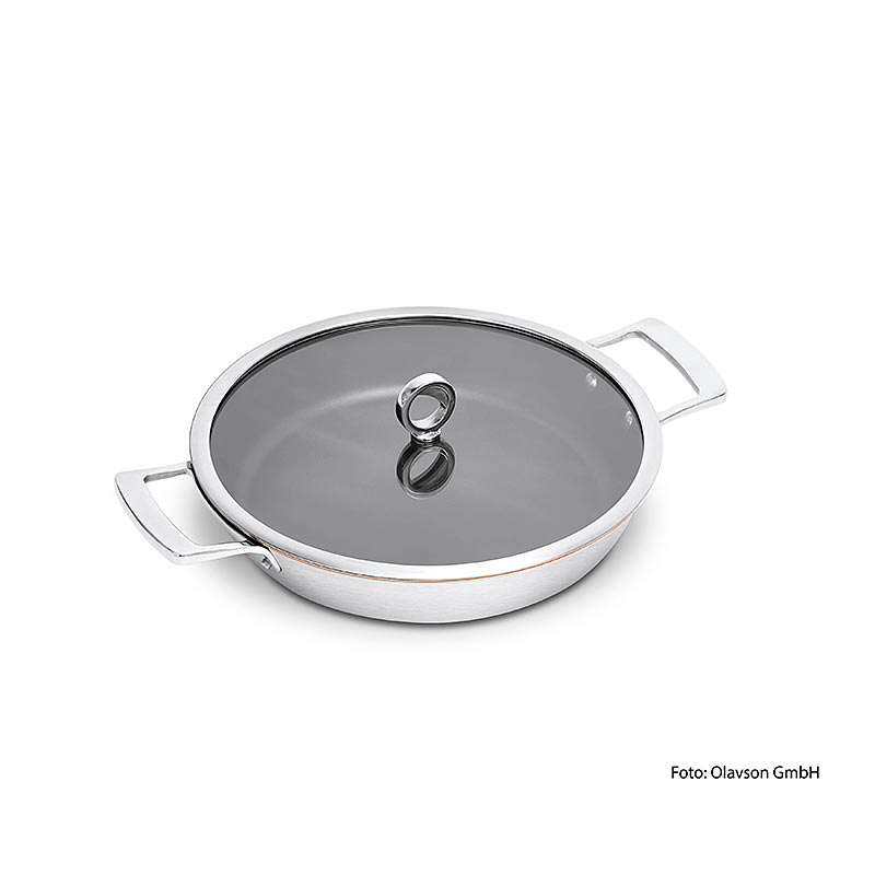 Bandeja de servir com nucleo de cobre Olavson, estilo aberto, com tampa, revestida, 30cm, para todos os tipos de fogOEes - 1 peca - Cartao Bandeja de servir com nucleo de cobre Olavson, estilo aberto, com tampa, revestida, 30cm, para todos os tipos de fogOEes - 1 peca - Cartao