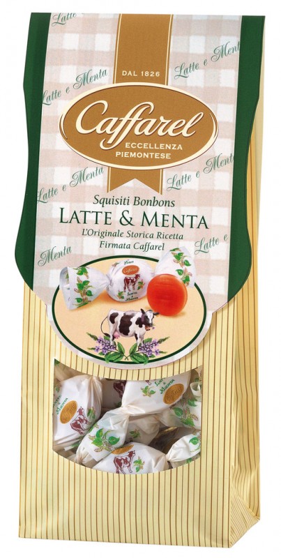 Sweets latte menta, busta, milk mint sweets, sachets, caffarel - 200 g - bag