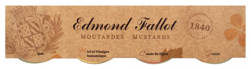 Moutarde de Dijon, coffret dégustation, quatre types de moutarde de Dijon, Fallot - 4 x 25g - ensemble Moutarde de Dijon, coffret dégustation, quatre types de moutarde de Dijon, Fallot - 4 x 25g - ensemble