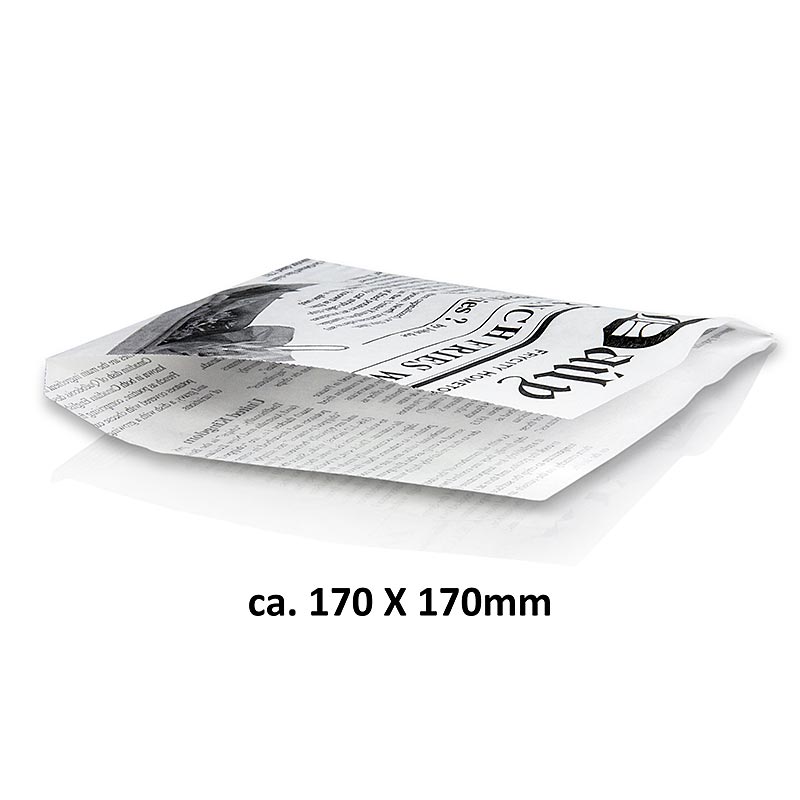 Torba na przekaski z nadrukiem gazety, wymiary ok. 170x170mm - 1000 sztuk - Karton Torba na przekaski z nadrukiem gazety, wymiary ok. 170x170mm - 1000 sztuk - Karton