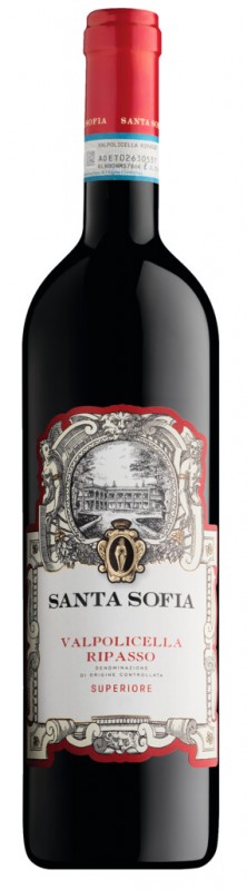 Valpolicella Superiore DOC Ripasso, wino czerwone, barrique, Santa Sofia - 0,75 l - Butelka Valpolicella Superiore DOC Ripasso, wino czerwone, barrique, Santa Sofia - 0,75 l - Butelka