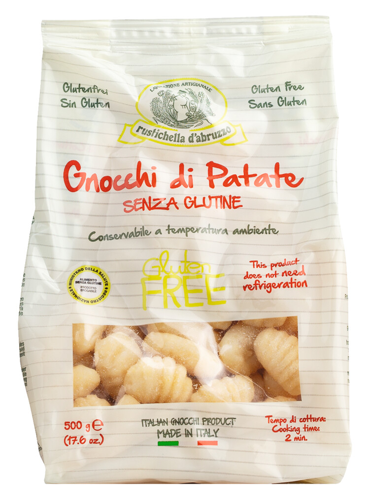Gnocchi di patate senza glutine, pangsit kentang, bebas gluten, Rustichella - 500 gram - mengemas