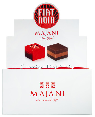 Centodadi Fiat Noir, espositore, 100-laags chocolaatjes, noten- en cacaoroom, display, majani - 1,013 g - tonen