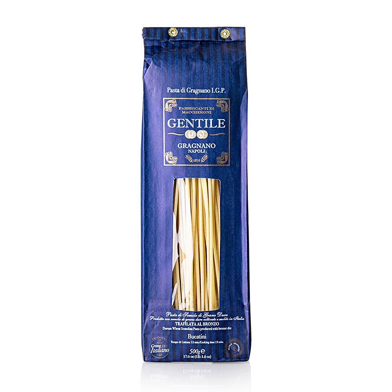Pastificio Gentile Gragnano IGP - Bronz rajzu Bucatini - 500g - taska Pastificio Gentile Gragnano IGP - Bronz rajzu Bucatini - 500g - taska