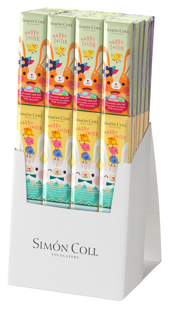 Chocolatira Pascua, Presentoir, Tablettes de chocolat lapin de Paques, Presentoir, Simon Coll - 24 x 3 x 18 g - afficher