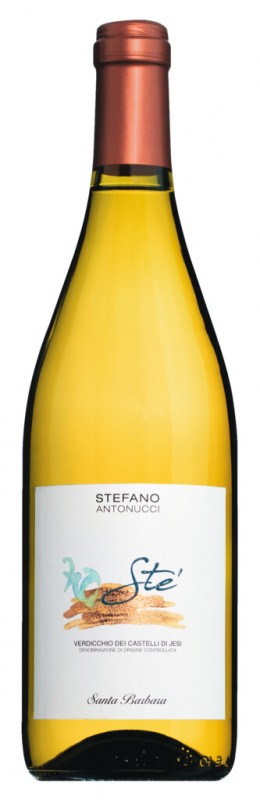 Verdicchio dei Castelli di Jesi DOC Ste Bianco, belo vino, jeklo, Santa Barbara - 0,75 l - Steklenicka Verdicchio dei Castelli di Jesi DOC Ste Bianco, belo vino, jeklo, Santa Barbara - 0,75 l - Steklenicka