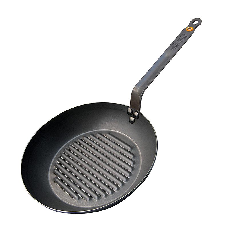 deBUYER Mineral B Element iron pan with grill bottom, Ø 32cm, 4.2cm high - 1 pc - carton