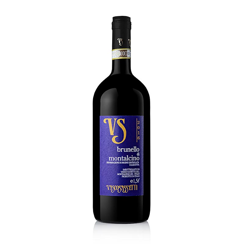2016 Brunello di Montalcino, wytrawne, 14,5% obj., Vasco Sassetti - 1,5 l - Butelka 2016 Brunello di Montalcino, wytrawne, 14,5% obj., Vasco Sassetti - 1,5 l - Butelka