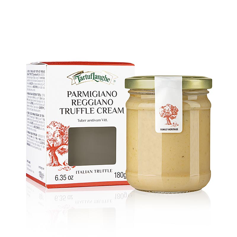 TARTUFLANGHE Crema con Parmigiano Reggiano, molho de parmesao com trufas de verao - 180 g - Vidro TARTUFLANGHE Crema con Parmigiano Reggiano, molho de parmesao com trufas de verao - 180 g - Vidro