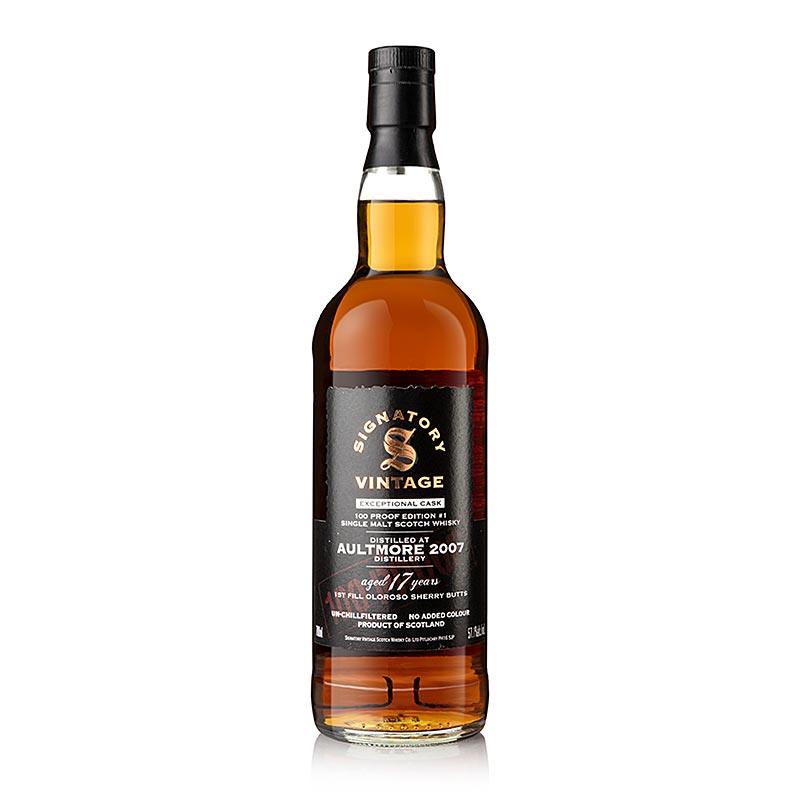 Single Malt Whisky Aultmore 17 lat / 2007, Sherry Butt, 57,1% obj., Signatory - 700 ml - Butelka