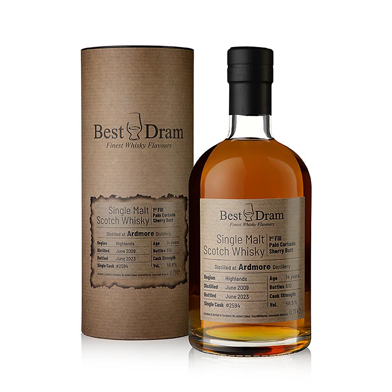 Single Malt Whisky Ardmore 14 J. Nejlepsi Dram Palo Cortado, 58,9 % obj., Highland - 700 ml - Lahev Single Malt Whisky Ardmore 14 J. Nejlepsi Dram Palo Cortado, 58,9 % obj., Highland - 700 ml - Lahev