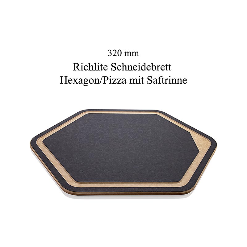 Tabua de corte Richlite Hexagon / Pizza, com ranhura para suco, 320 mm, Mario Kotaska - 1 peca - muitos Tabua de corte Richlite Hexagon / Pizza, com ranhura para suco, 320 mm, Mario Kotaska - 1 peca - muitos