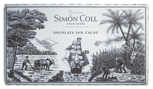 Chocolat extrafino, 50% de cacao, chocolat noir avec 50% de cacao, Simon Coll - 200 g - tableau noir