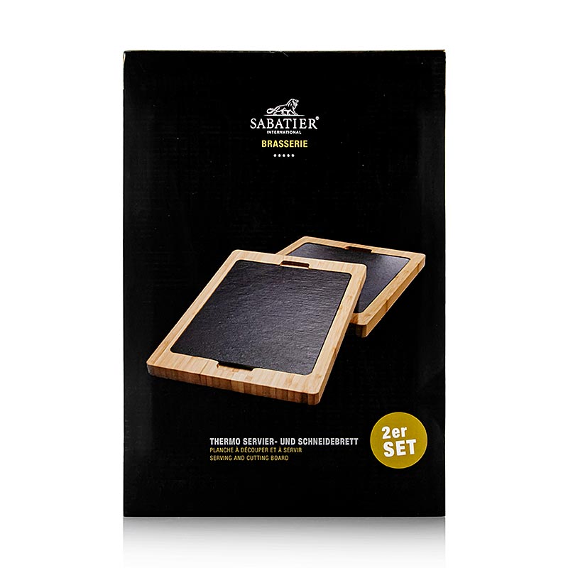 Tagliere e tagliere termico, con piatto in ardesia, 34x24x2cm, SIBras. - 2 pezzi - Cartone Tagliere e tagliere termico, con piatto in ardesia, 34x24x2cm, SIBras. - 2 pezzi - Cartone