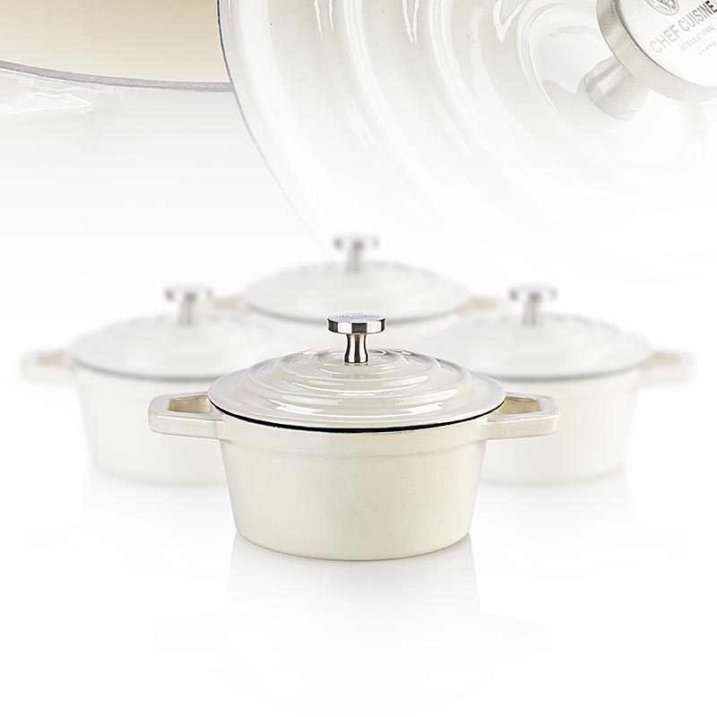 Mini Cocotte, beix, ferro colat / esmalt, Cuina del xef - 4 unitats. - Cartro Mini Cocotte, beix, ferro colat / esmalt, Cuina del xef - 4 unitats. - Cartro