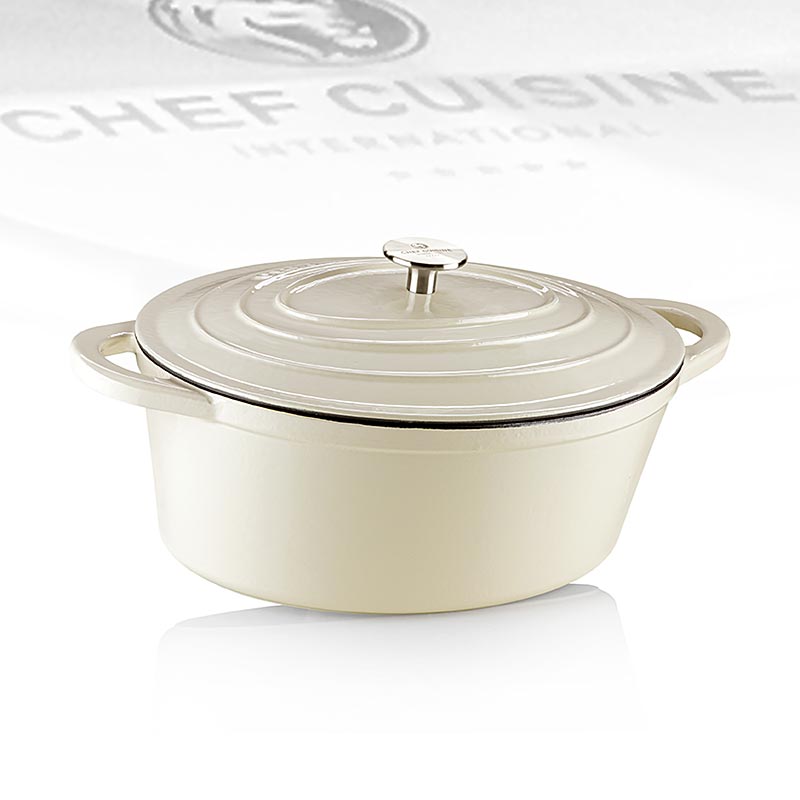 Bandeja para asar ovalada, con tapa, color beige, hierro fundido/esmalte, Chef Cuisine - 1 pieza - Cartulina Bandeja para asar ovalada, con tapa, color beige, hierro fundido/esmalte, Chef Cuisine - 1 pieza - Cartulina