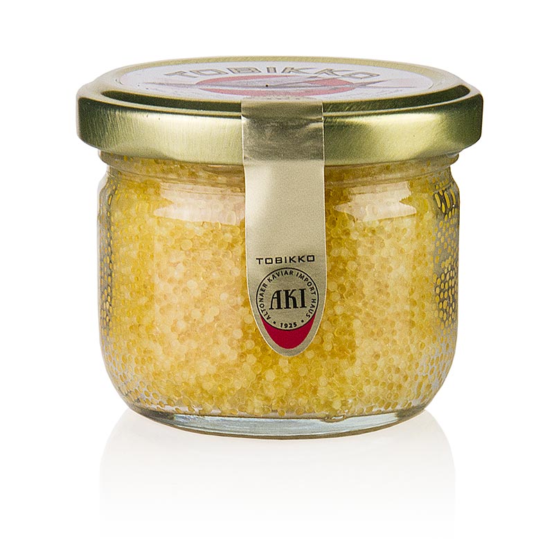 Tobiko original - oeufs de poisson volant, jaune, avec yuzu - 90 g - Le verre Tobiko original - oeufs de poisson volant, jaune, avec yuzu - 90 g - Le verre