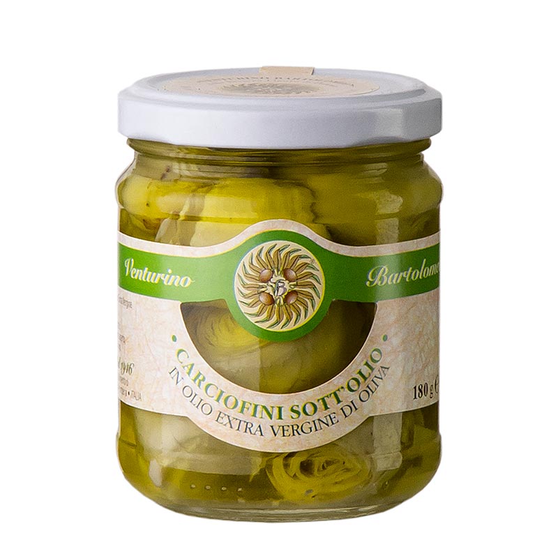 Syltede artiskokker - Carciofini sott`olio, i olivenolie, Venturino - 180 g - glas