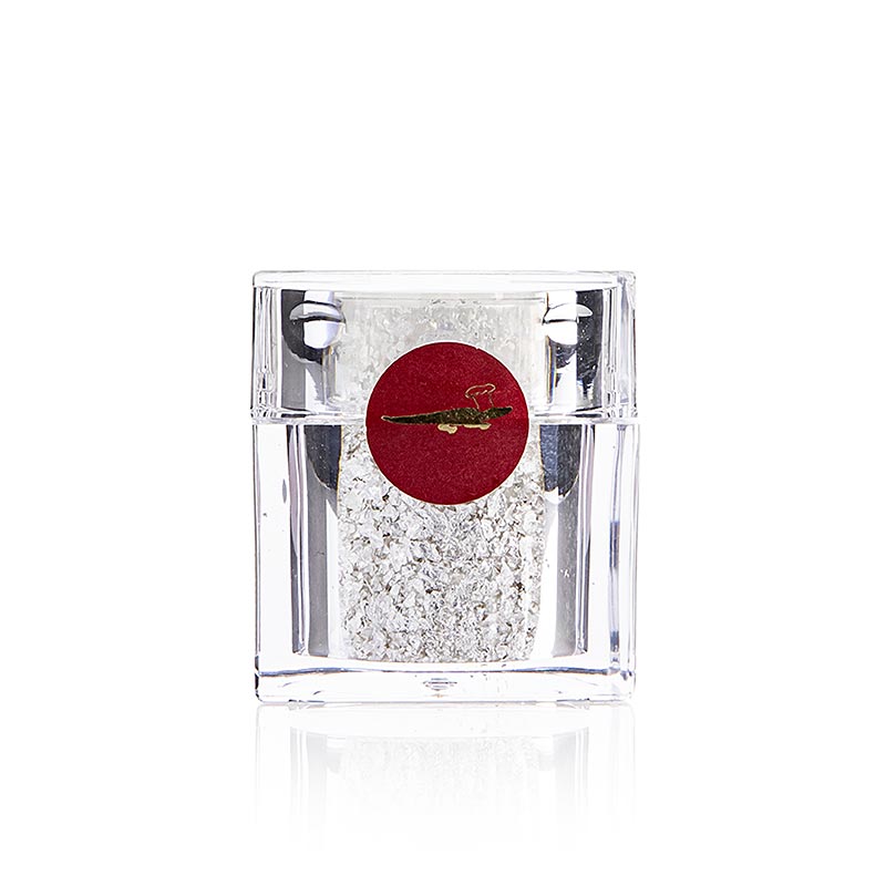 Shaker per cubetti in argento con scaglie di foglia argento, E174 - 0,2 g - scatola Shaker per cubetti in argento con scaglie di foglia argento, E174 - 0,2 g - scatola