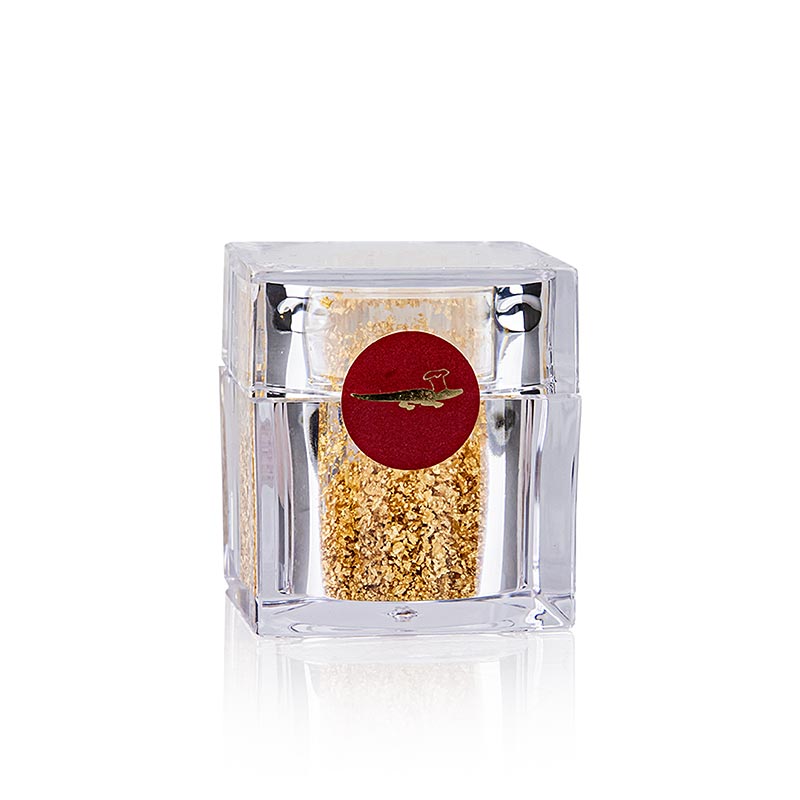 Ouro - shaker de cubos com flocos de folhas de ouro, 22 quilates, E175 - 0,1g - caixa