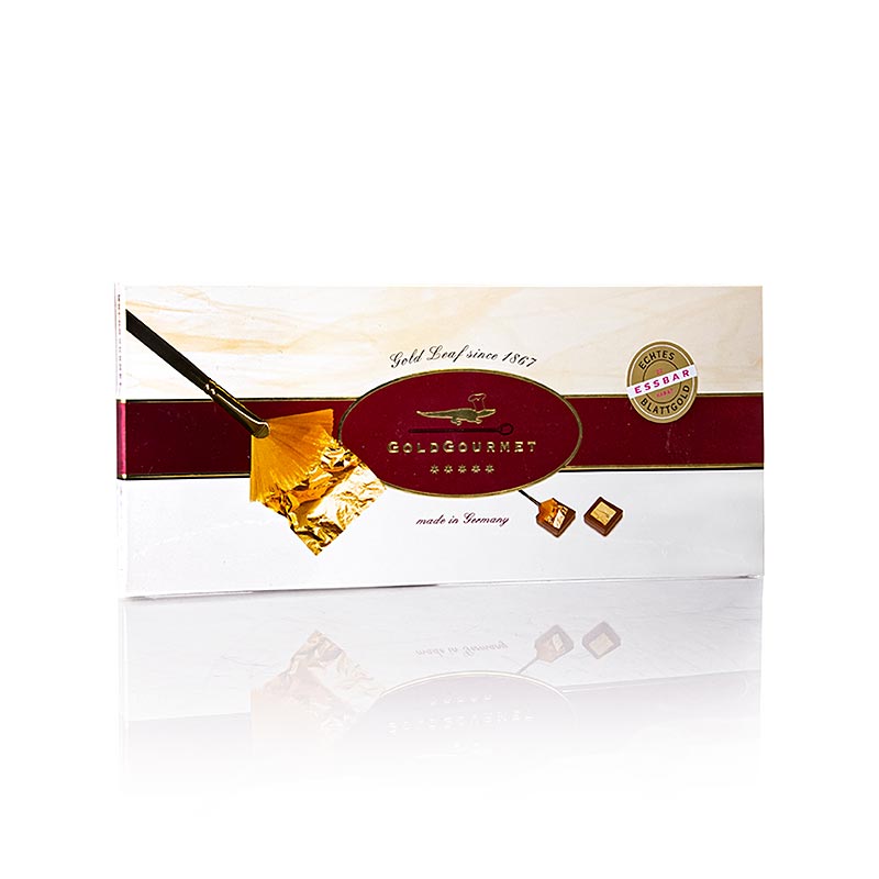 Oro - Set, 12 foglie d`oro 50x50 mm, 22 carati, pennello, E175 - 2 pezzi. - scatola