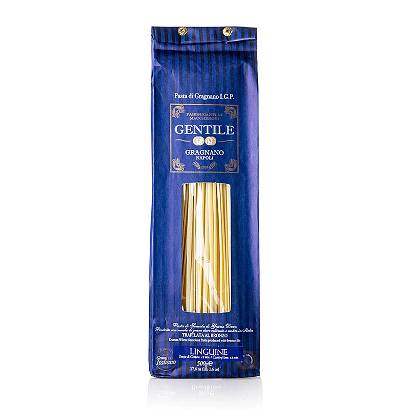 Pastificio Gentile Gragnano IGP - Linguine, piirretty pronssi - 500g - laukku Pastificio Gentile Gragnano IGP - Linguine, piirretty pronssi - 500g - laukku