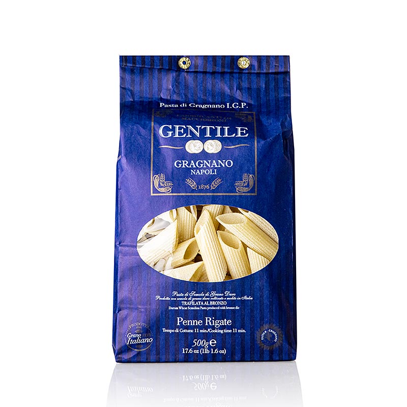 Pastificio Gentile Gragnano IGP - Penne rigate, piirretty pronssi - 500g - laukku Pastificio Gentile Gragnano IGP - Penne rigate, piirretty pronssi - 500g - laukku