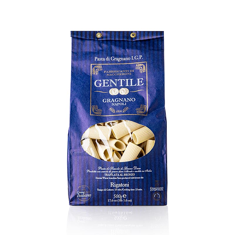 Pastificio Gentile Gragnano IGP - Rigatoni, braz rysowany - 500g - torba Pastificio Gentile Gragnano IGP - Rigatoni, braz rysowany - 500g - torba