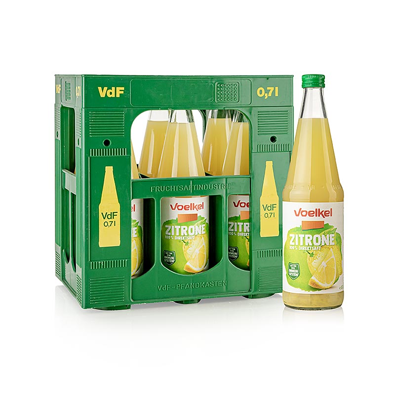 Lemon juice, 100% direct juice, unsweetened, Voelkel, organic - 4.2 l, 6 x 700ml - Deposit box Lemon juice, 100% direct juice, unsweetened, Voelkel, organic - 4.2 l, 6 x 700ml - Deposit box