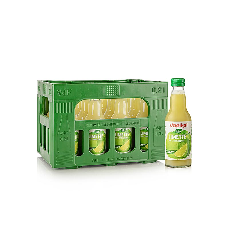 Jus limau nipis, 100% jus langsung, tanpa gula, Voelkel, organik - 2.4 l, 12 x 200 ml - Peti deposit