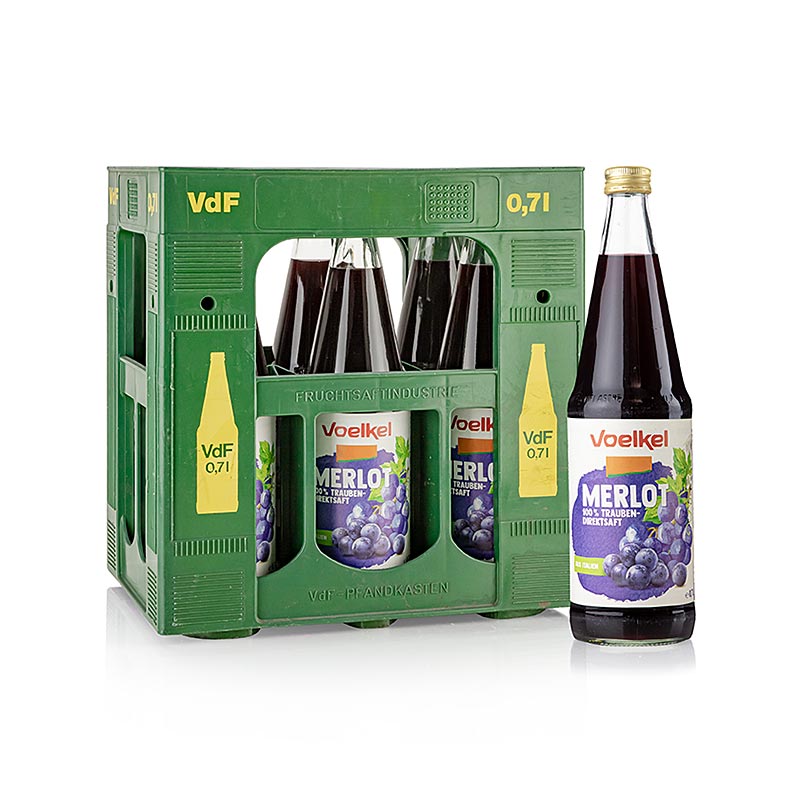 Merlot grape juice, dark, 100% direct juice, Voelkel, organic - 4.2 l, 6 x 700ml - Deposit box